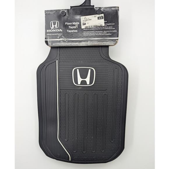 Easy Clean Universal Fit Rubber Honda Floor Mats - 2 PC Black & White - Picture 3 of 5